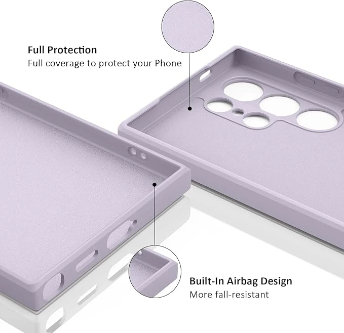 جراب سيليكون ناعم لموبايل سامسونج جالاكسي S25 الترا 5G، [حماية من السقوط من الدرجة العسكرية] [بطانة مضادة للخدش] غطاء نحيف مضاد للصدمات لهاتف جالاكسي S25 الترا (لون اخضر فاتح)