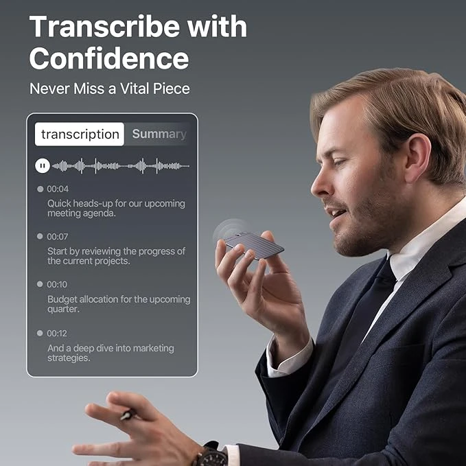 مسجل صوت بالذكاء الاصطناعي من بلاد نوت، أول مسجل صوت يعمل بتقنية الذكاء الاصطناعي GPT-4o في العالم. طاقة بطارية التخزين: تسجيل مستمر لمدة 30 ساعة، وقت استعداد 60 يومًا. صوت إلى نص دقيق بـ 57 لغة.