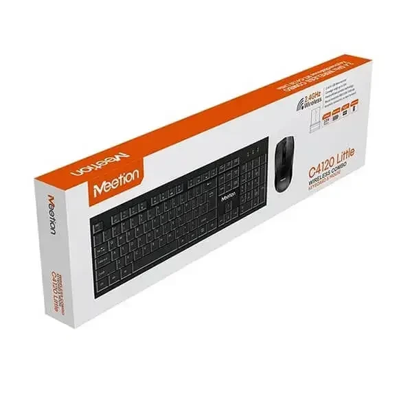 كيبورد Meetion C4120  ,واي فاي  المدمج والعملي، متوفر باللونين الأسود والأبيض ليلائم مساحة عملك بأناقة. يتميز بتصميم يوفر مساحة المكتب، ومفاتيح مريحة وهادئة للاستخدام اليومي المكثف مع توصيل USB مباشر وسريع.